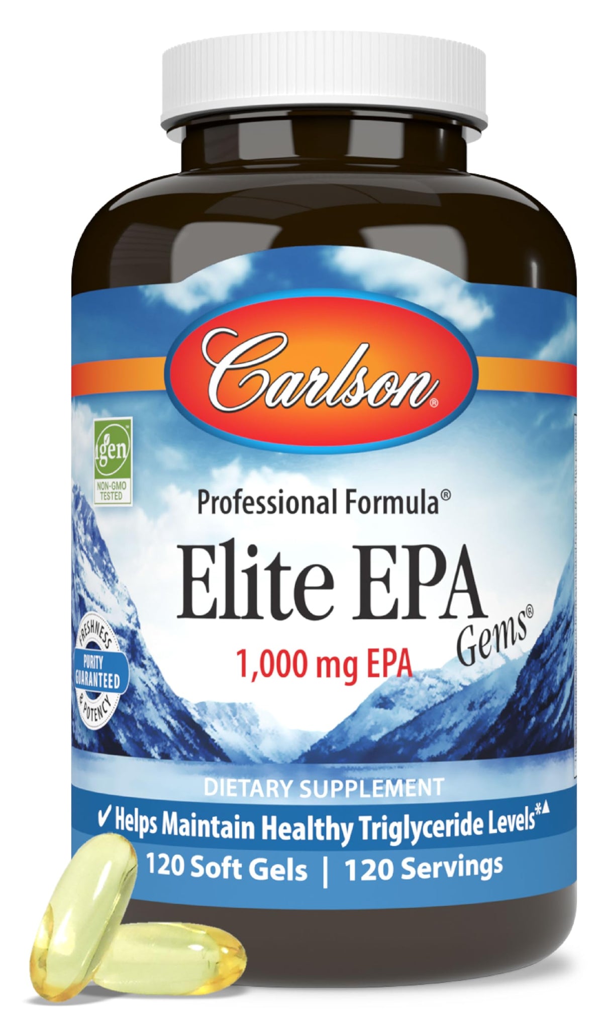 Carlson EPA Gems 1000 mg gélules molles, vue de face