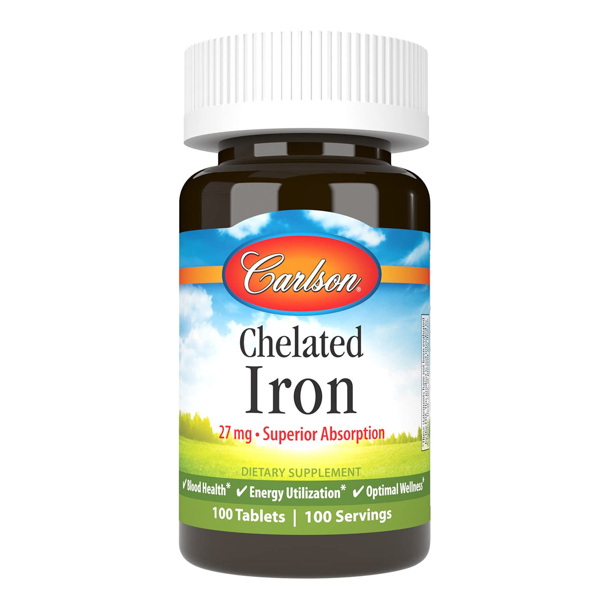 Carlson Fer Chélaté 27 mg 100 comprimés vue de face