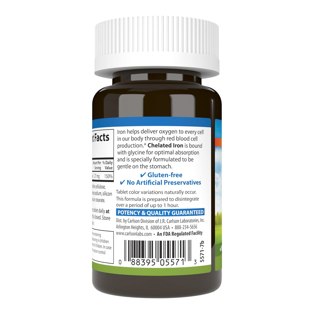 Carlson Fer Chélaté 27 mg comprimés sur une surface