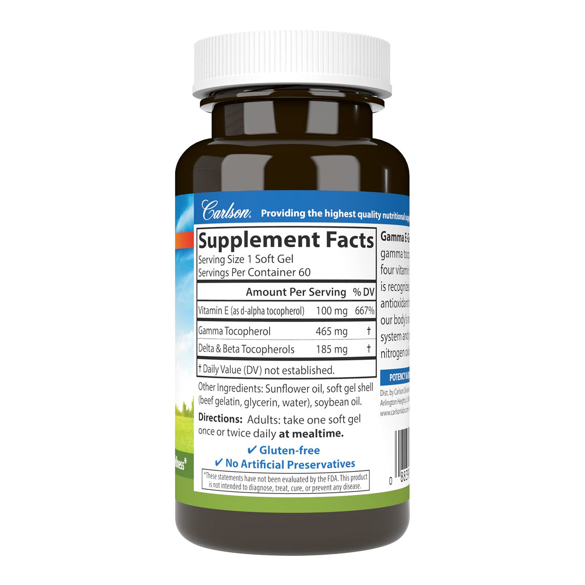 Carlson Gamma E-Gems 465 mg boîte avec 600 gélules