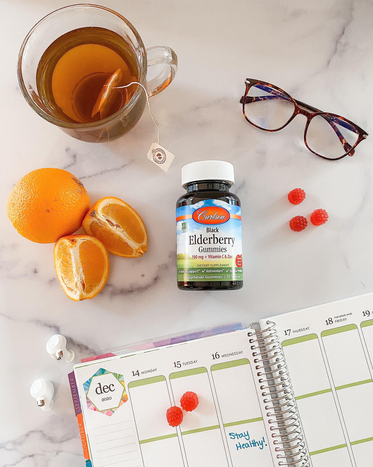 Carlson Gélifiés de Sureau Noir, gummies sur une table