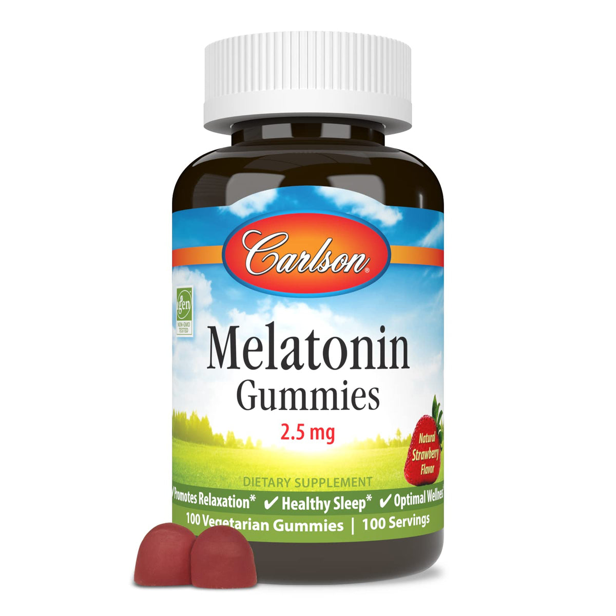 Carlson Gummies de Mélatonine 2,5 mg, boîte de 100 gummies végétariennes