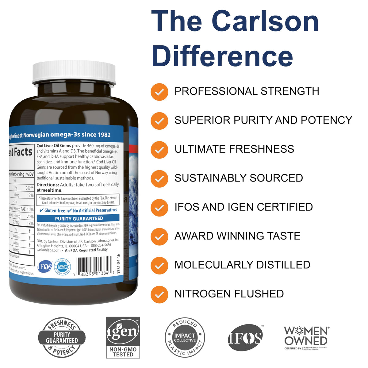 Carlson Huile de Foie de Morue 460 mg Citron bouteille