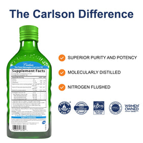 Carlson Huile de Foie de Morue Enfants 550 mg dos de la bouteille