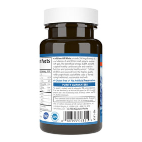Carlson Huile de Foie de Morue Mini 280 mg gélules molles avec étiquette visible