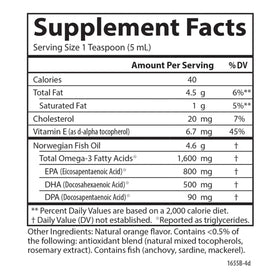 Carlson Huile de Poisson 1600 mg 500 mL sur une table de cuisine
