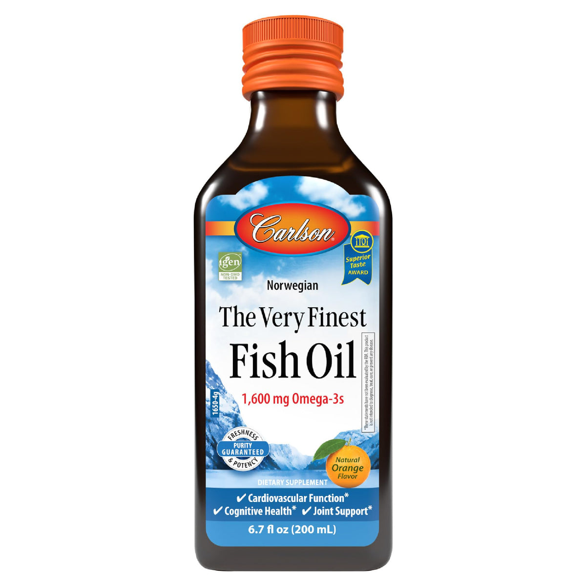 Carlson Huile de Poisson 1600 mg Omega-3s 200 mL vue avant