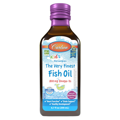 Carlson Huile de Poisson Enfant 800 mg 200 mL bouteille vue de face