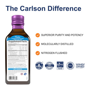 Carlson Huile de Poisson Enfant 800 mg 200 mL étiquette avec spécifications