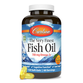 Carlson huile de poisson gélules orange 700 mg Omega-3s vue de face