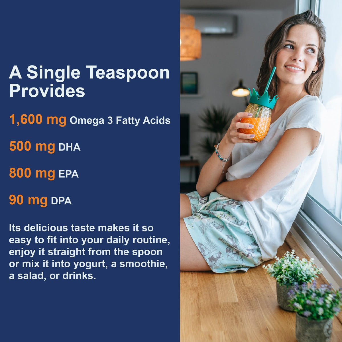 Carlson huile de poisson sur une table avec des baies