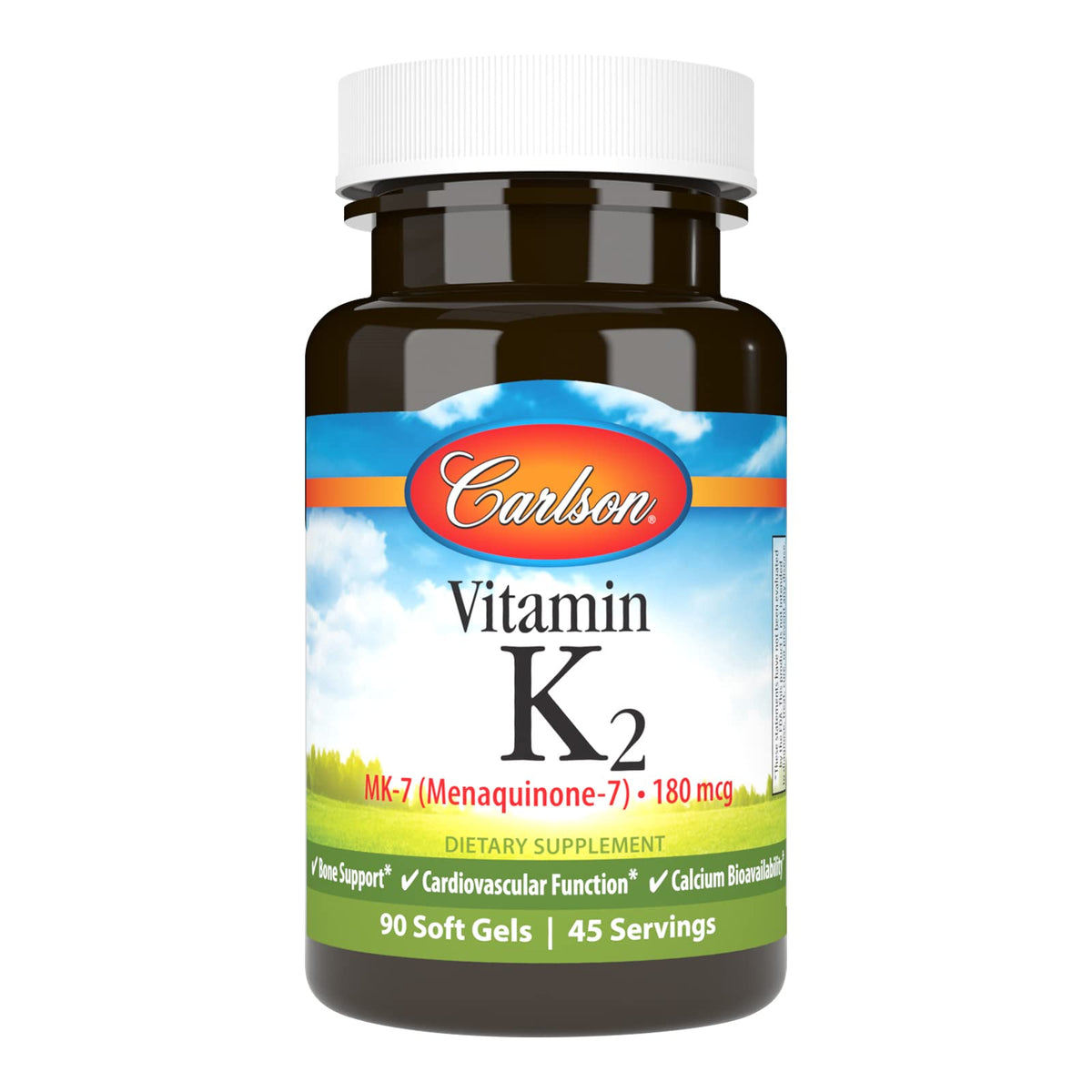 Carlson K2 MK-7 180 mcg gélules douces vue de face