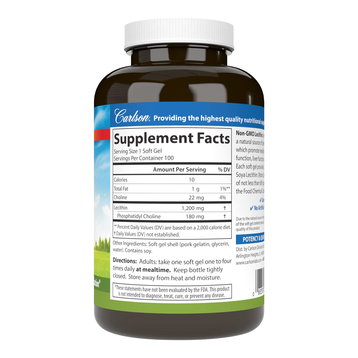 Carlson Lecithine 1200 mg gélules souples arrière