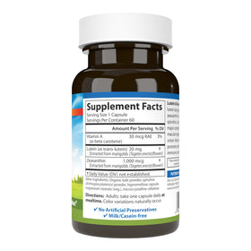 Carlson Lutein & Greens 20 mg capsules végétariennes avec étiquette