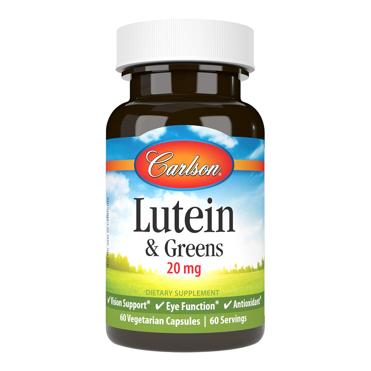 Carlson Lutein & Greens 20 mg capsules végétariennes vue de face