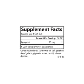 Carlson Lycopène 15 mg, étiquette de la bouteille