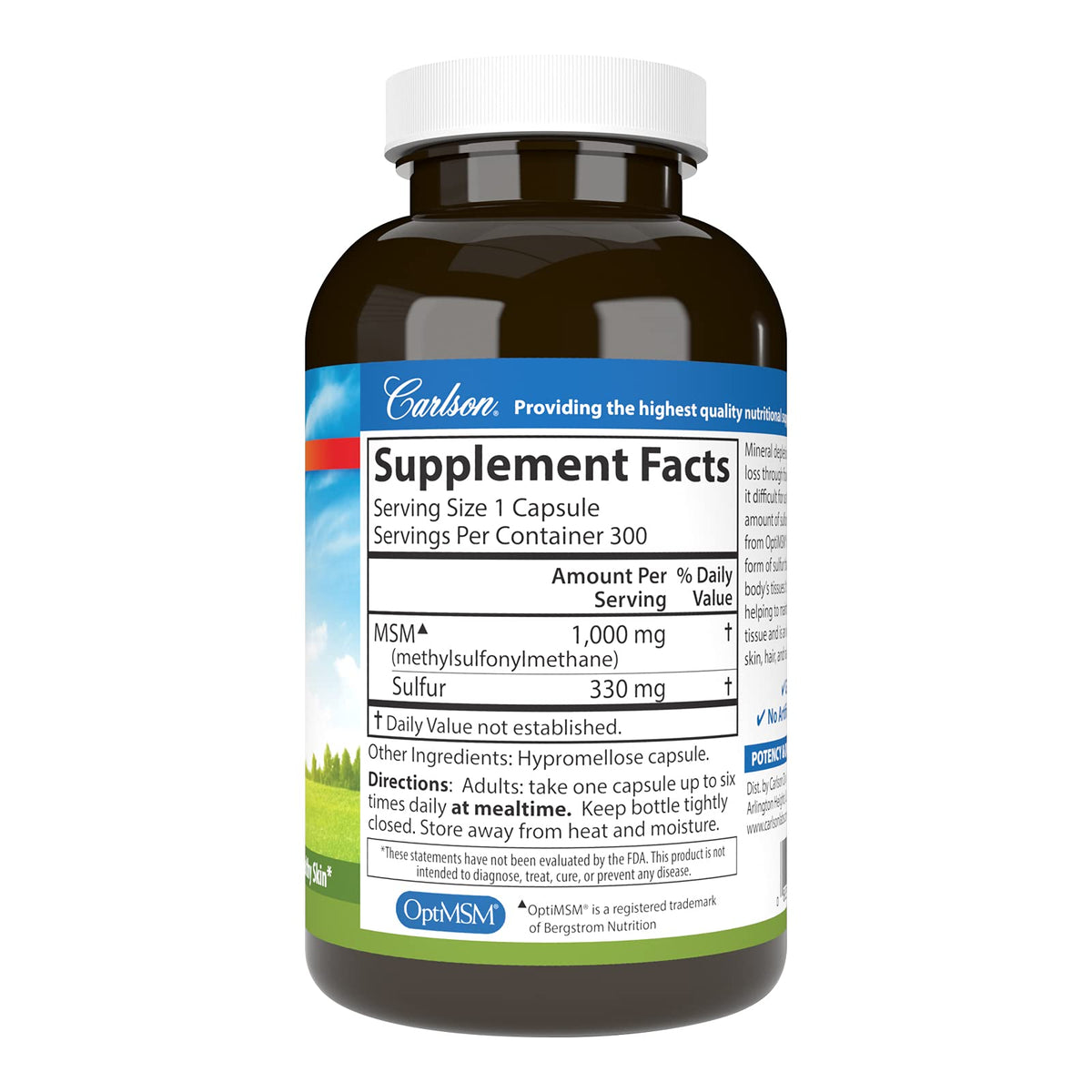 Carlson M-S-M Soufre 1000 mg 300 capsules, emballage