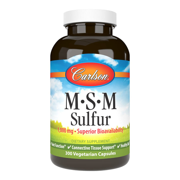 Carlson M-S-M Soufre 1000 mg 300 capsules végétariennes, vue de l'avant