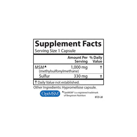 Carlson M-S-M Soufre 1000 mg, capsules individuelles sur une surface