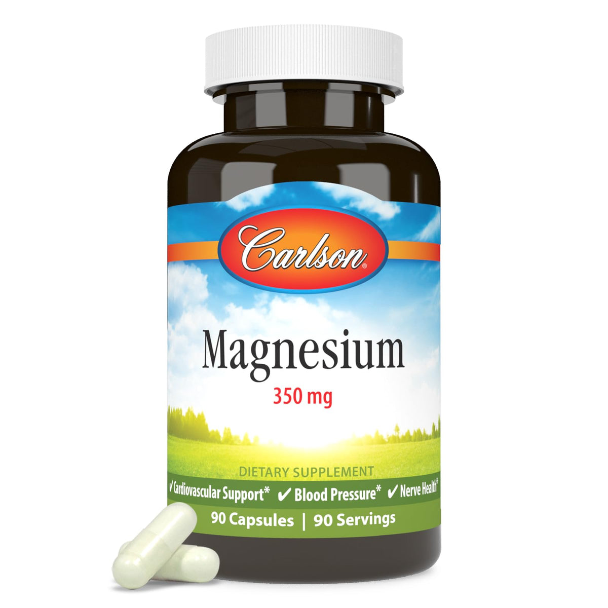 Carlson Magnésium 350 mg capsules front view