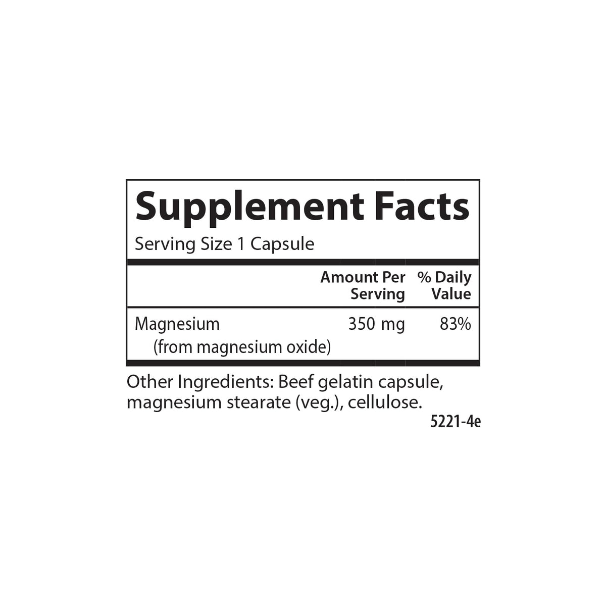 Carlson Magnésium 350 mg capsules side view
