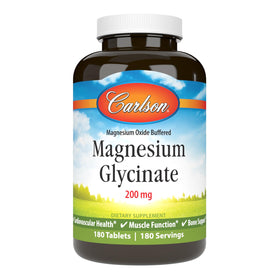 Carlson Magnésium Chélaté Glycinate 200 mg boîte de 180 comprimés vue de face