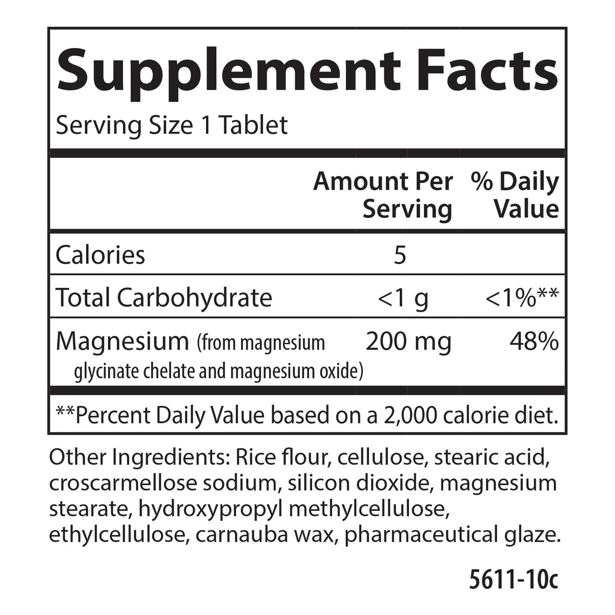 Carlson Magnésium Chélaté Glycinate 200 mg côté du produit