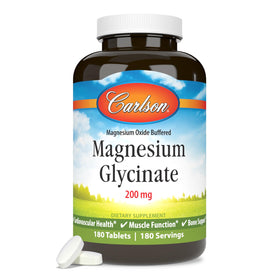 Carlson Magnésium Chélaté Glycinate 200 mg informations nutritionnelles sur l'emballage