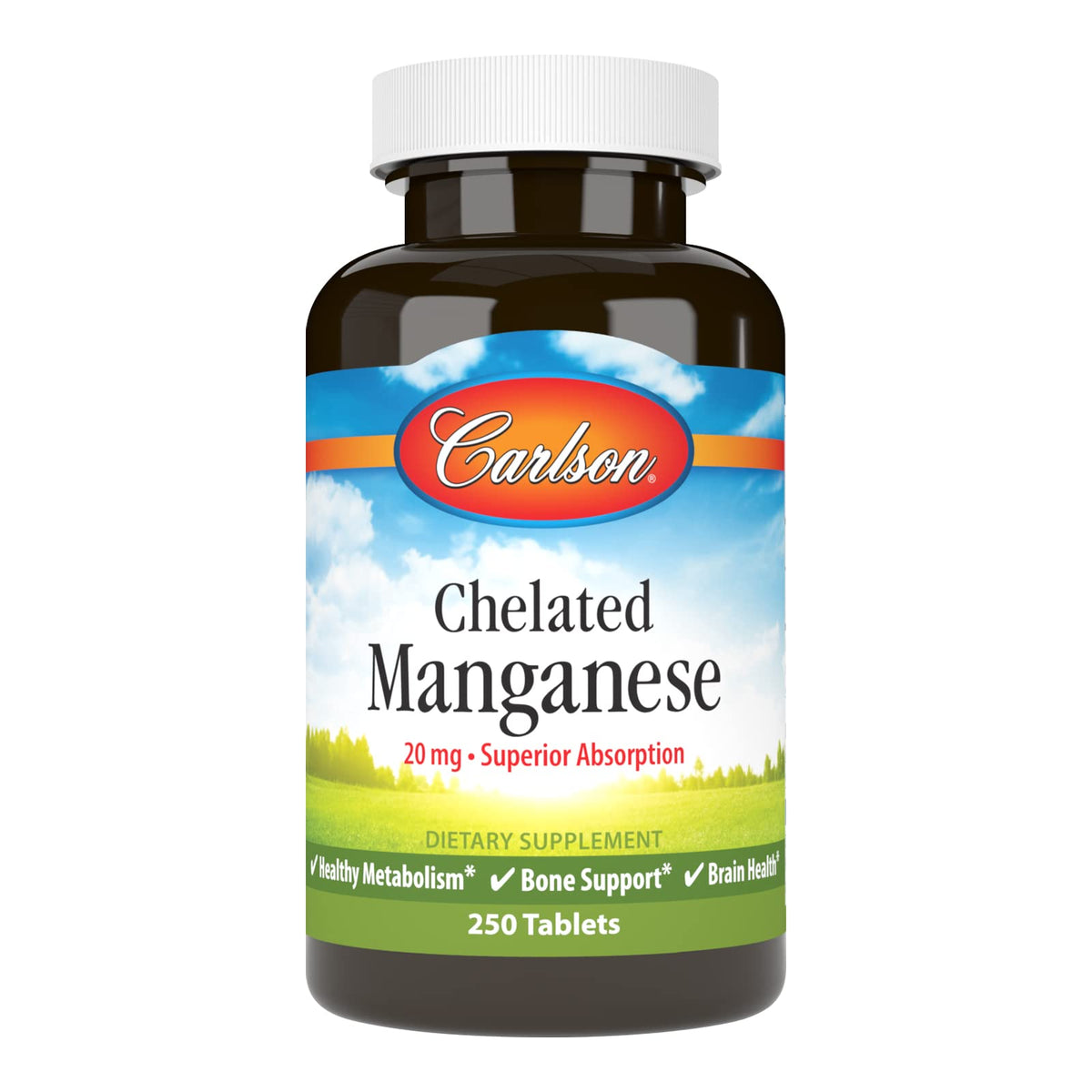Carlson Manganèse Chélaté 20 mg 250 comprimés vue de face