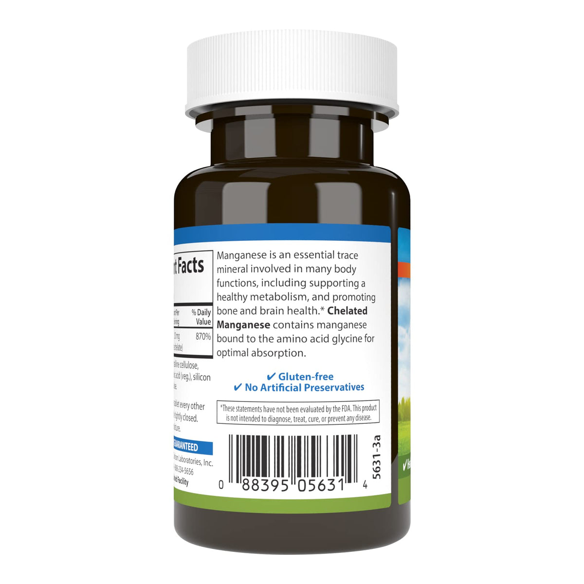 Carlson Manganèse Chélaté 20 mg comprimés, vue de dessus