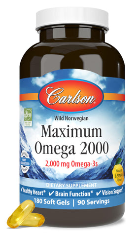Carlson Maximum Omega 2000 gélules molles au citron vue de face