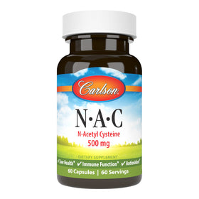 Carlson NAC N-Acétyl Cystéine 500 mg gélules végétariennes vue de face