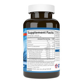 Carlson Omega-3 + D 50 gélules avec étiquette et informations