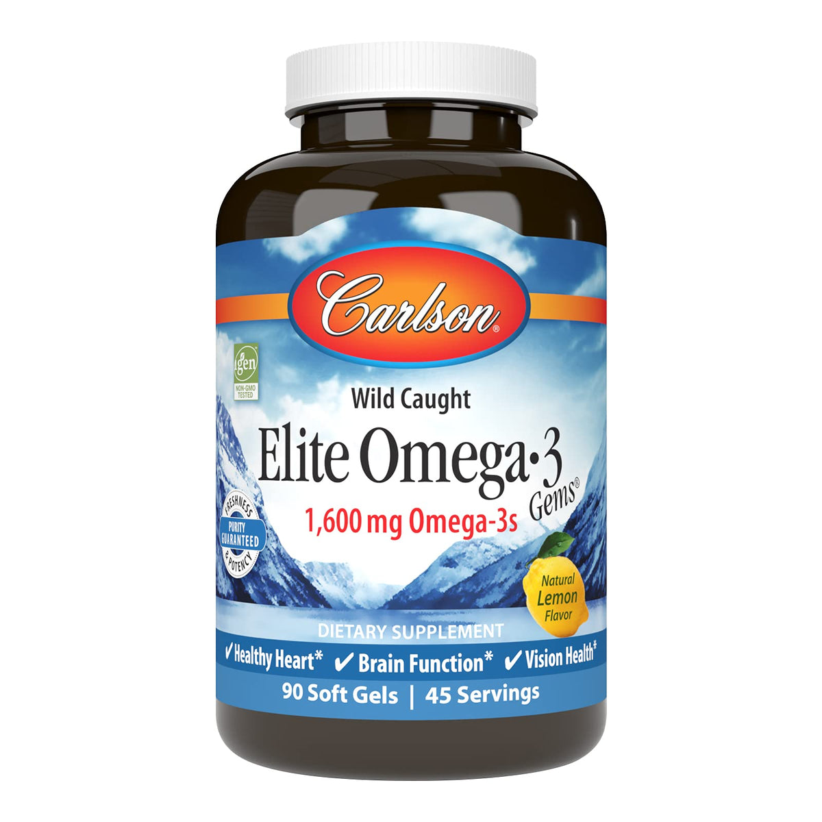 Carlson Omega-3 Gems 1600 mg gélules molles au citron vue de face