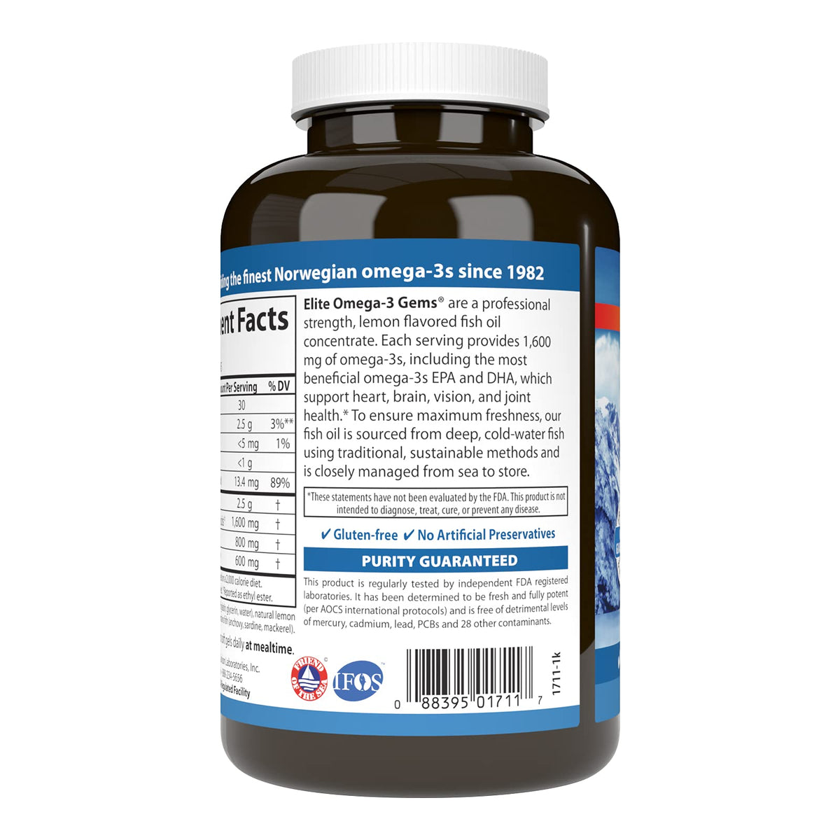 Carlson Omega-3 Gems 1600 mg gélules molles citron avec dosage