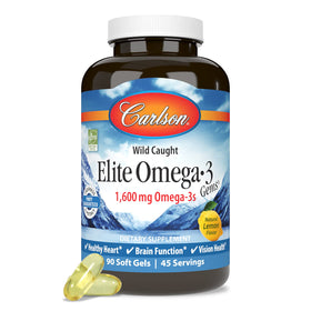 Carlson Omega-3 Gems 1600 mg gélules molles sur une table