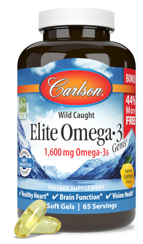Carlson Omega-3 Gems 1600 mg gélules souples au citron - vue de face
