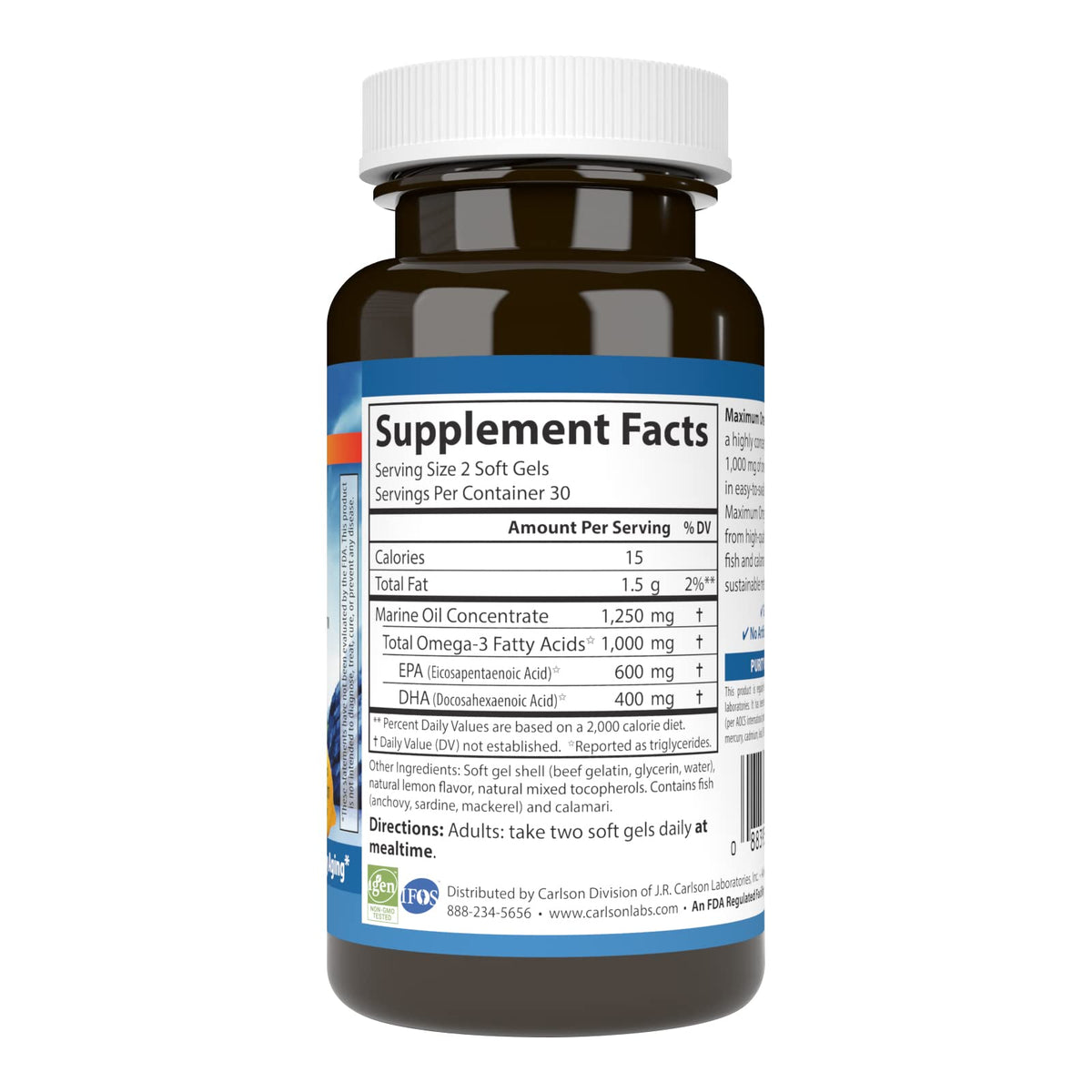 Carlson Omega-3 Minis 1000 mg gélules molles emballage
