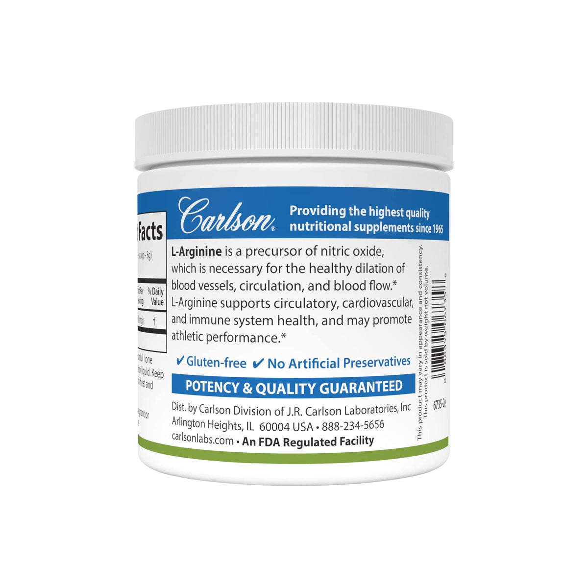 Carlson Poudre L-Arginine 100 g sur une table
