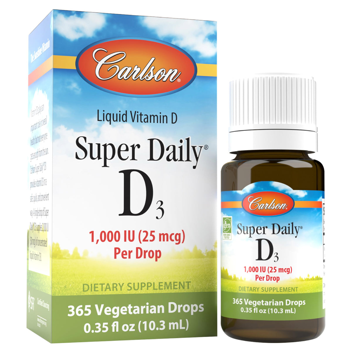 Carlson Super Daily D3 1000 IU flacon de 10,3 mL vue avant