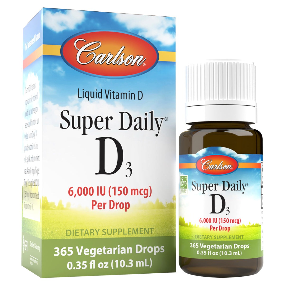 Carlson Super Daily D3 bouteille avant avec gouttes