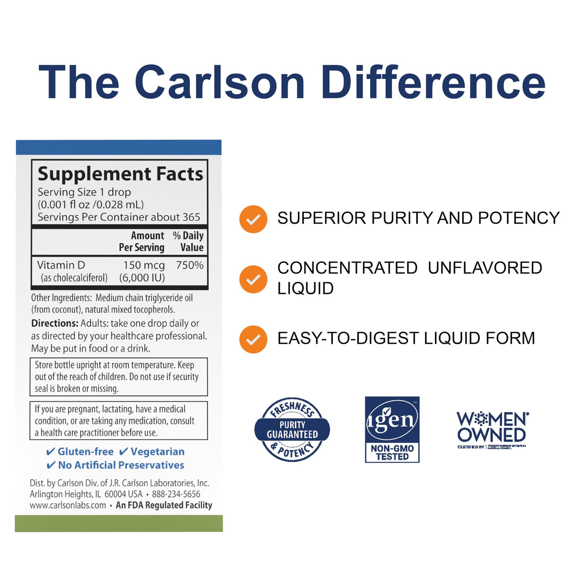Carlson Super Daily D3 gouttes sur une cuillère