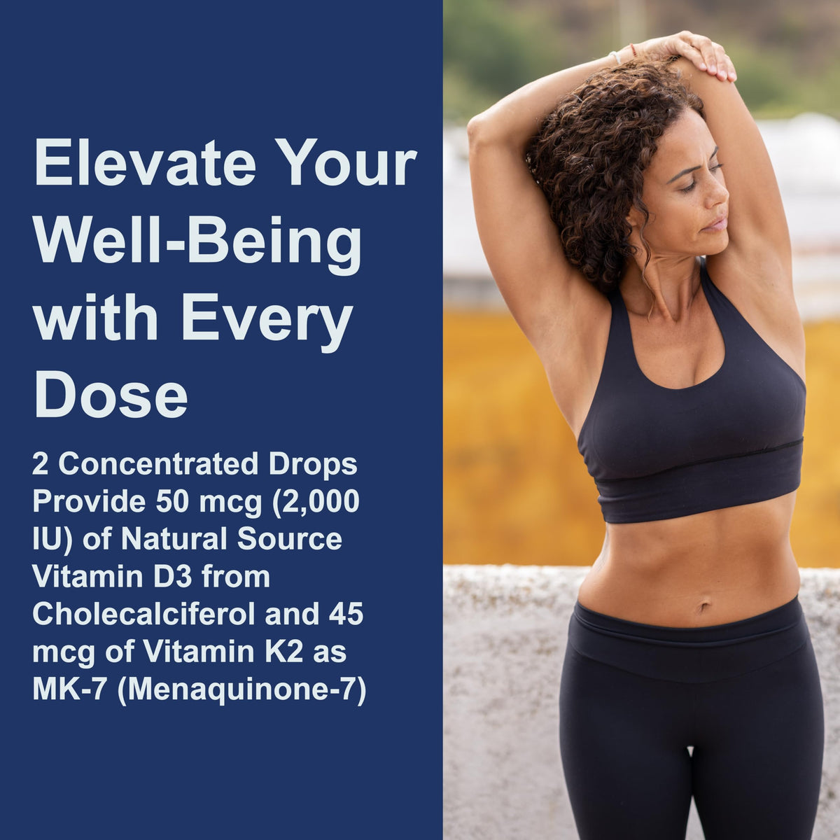Carlson Super Daily D3 + K2 flacon devant un arrière-plan naturel