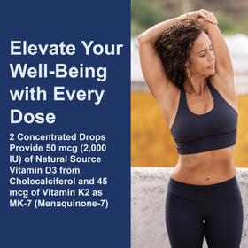 Carlson Super Daily D3 + K2 flacon devant un arrière-plan naturel