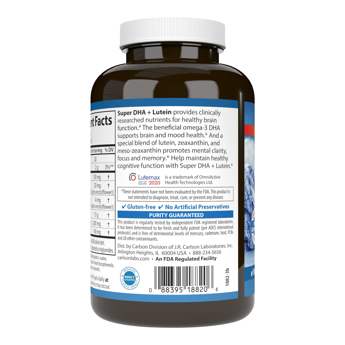 Carlson Super DHA Plus Lutein 1000 mg gélules côté