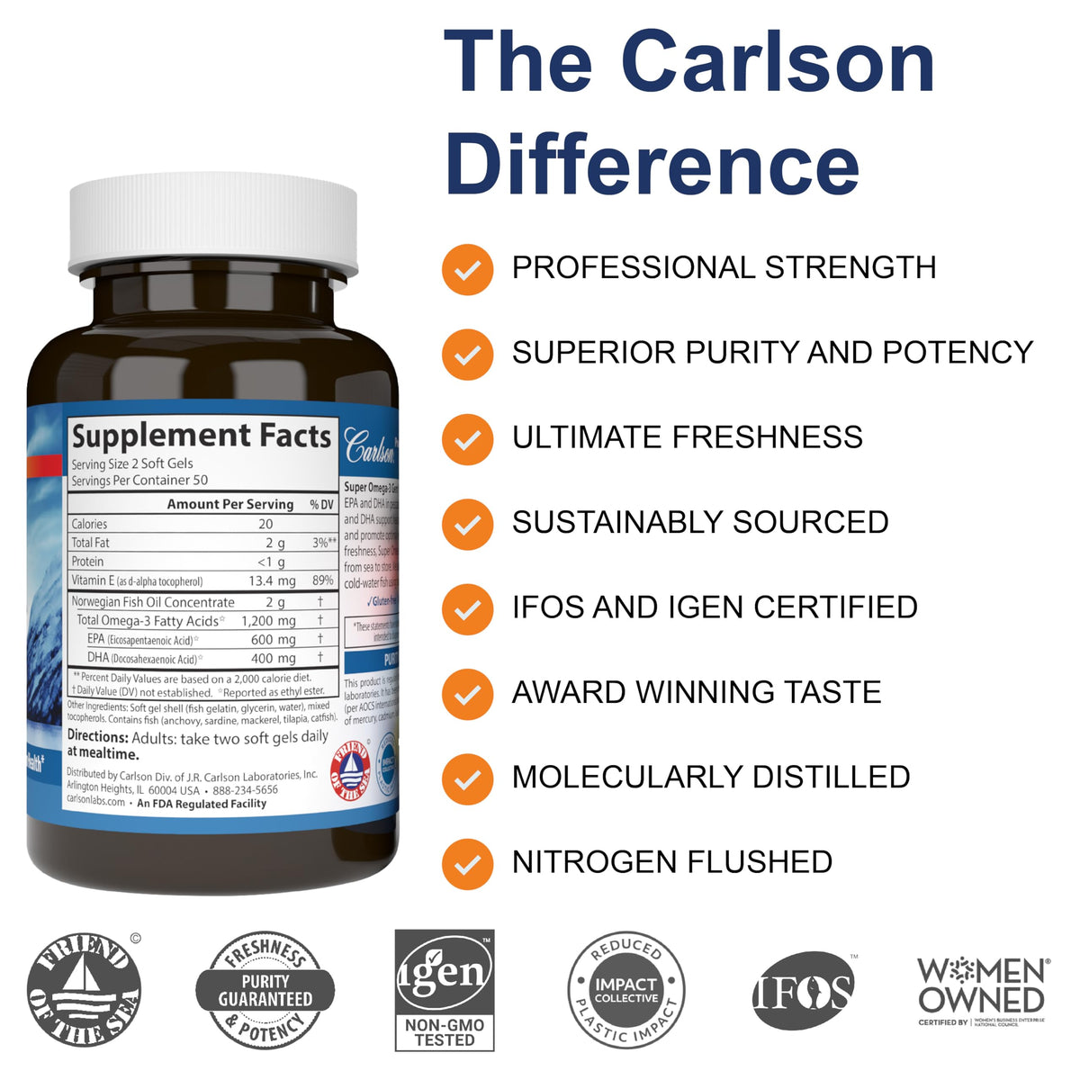Carlson Super Omega-3 Gems 30 gélules supplémentaires