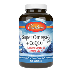 Carlson Super Omega-3 Gems + CoQ10 1200 mg gélules en boîte