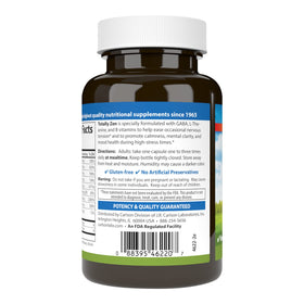 Carlson Totally Zen GABA L-Theanine 120 Capsules, étiquette et ingrédients