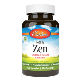 Carlson Totally Zen GABA L-Theanine 120 Capsules, vue de face