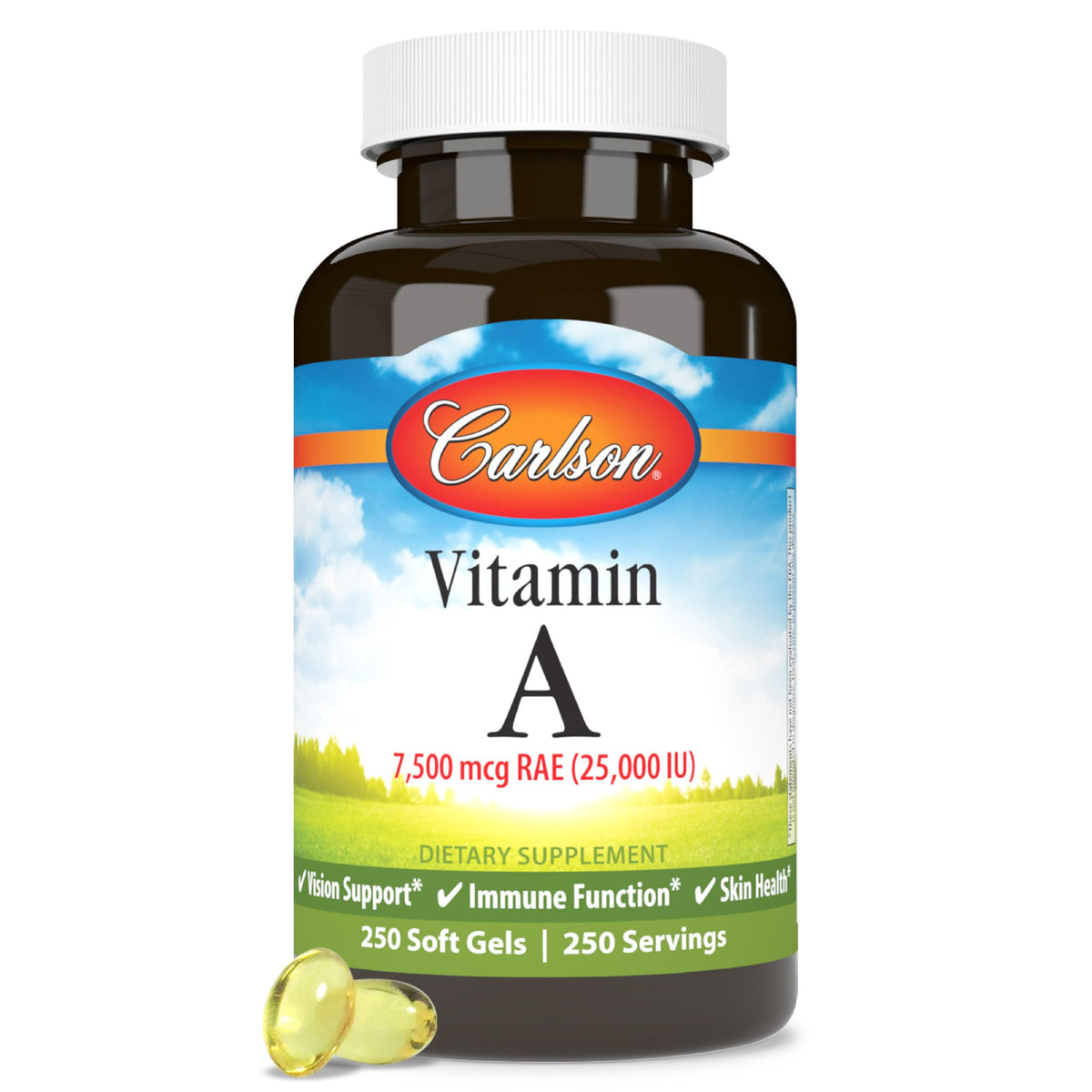 Carlson Vitamine A 25000 UI gélules molles, vue de face